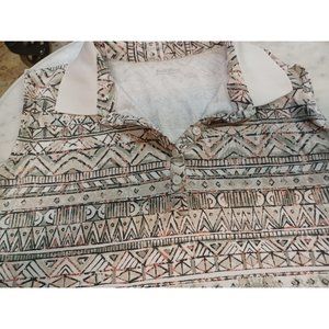 Vintage Womans Northern Reflections BOHO SZ Large Sleeveless Collared Top